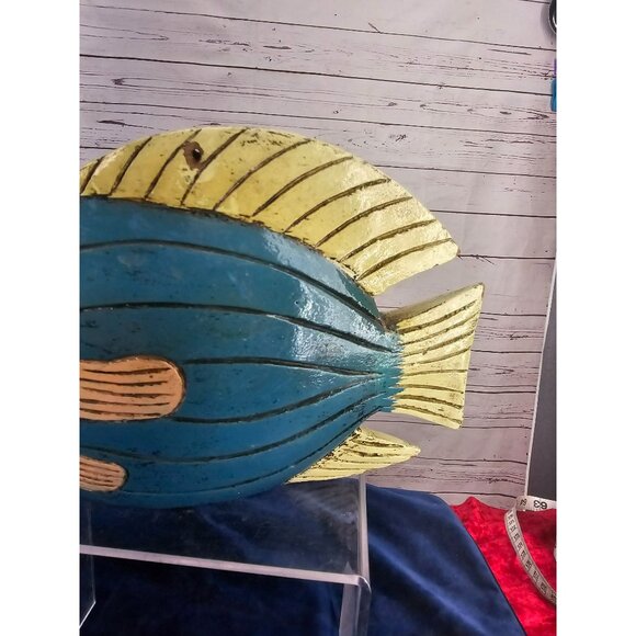 Wooden Handmade Fish Sculpture Home Decor Nautical‎ Beach Art Piece Rustic - Picture 4 of 12